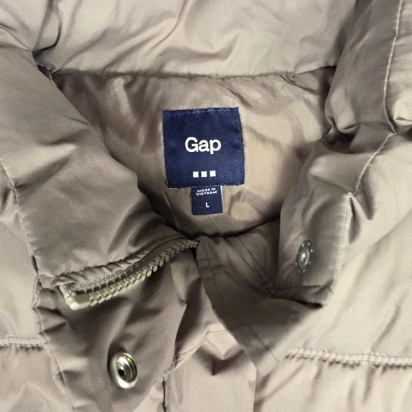 Gap Vest Women L Brown Puffer Zip Up Solid - Picture 8 of 14
